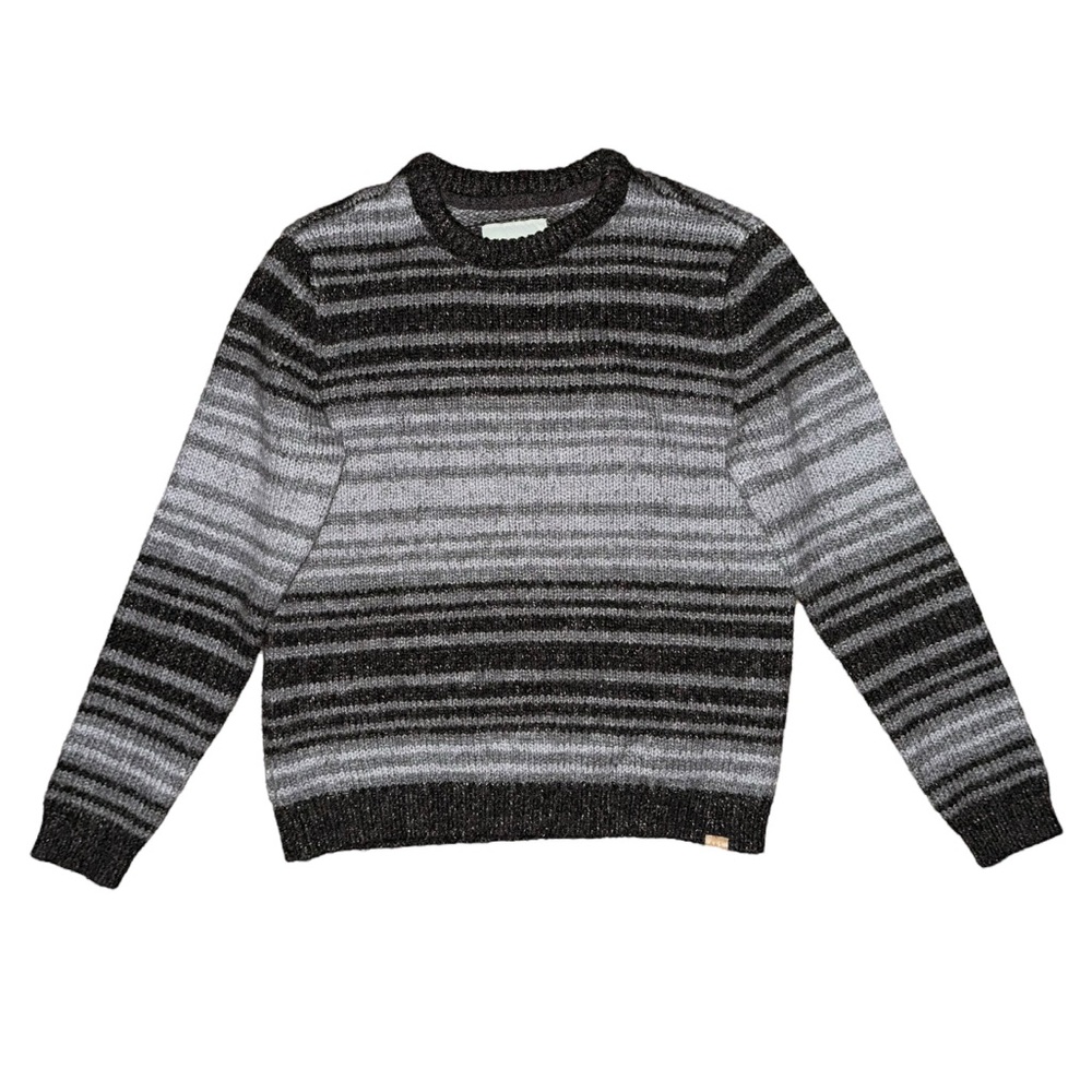 Abercrombie & Fitch black and grey striped crewneck sweater
